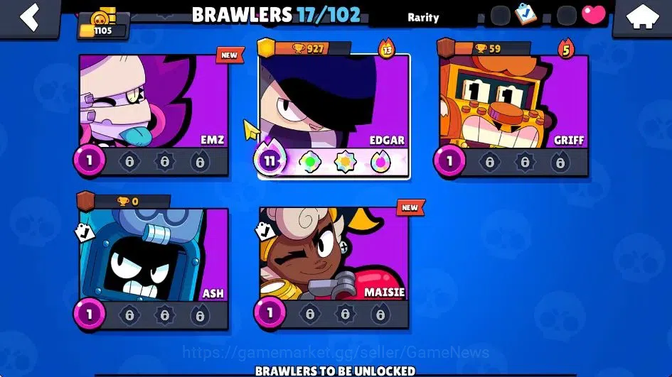 Brawl Stars Accounts 1105 Trophy|17 Brawlers 1 Max Lvl (Edgar)|2 Legend image 11