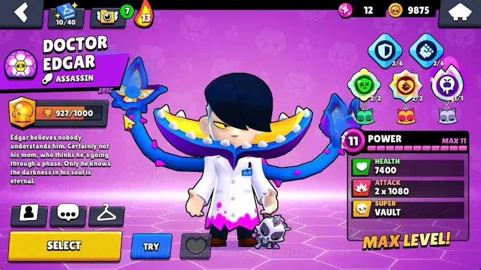 Brawl Stars Accounts 1105 Trophy|17 Brawlers 1 Max Lvl (Edgar)|2 Legend image 12