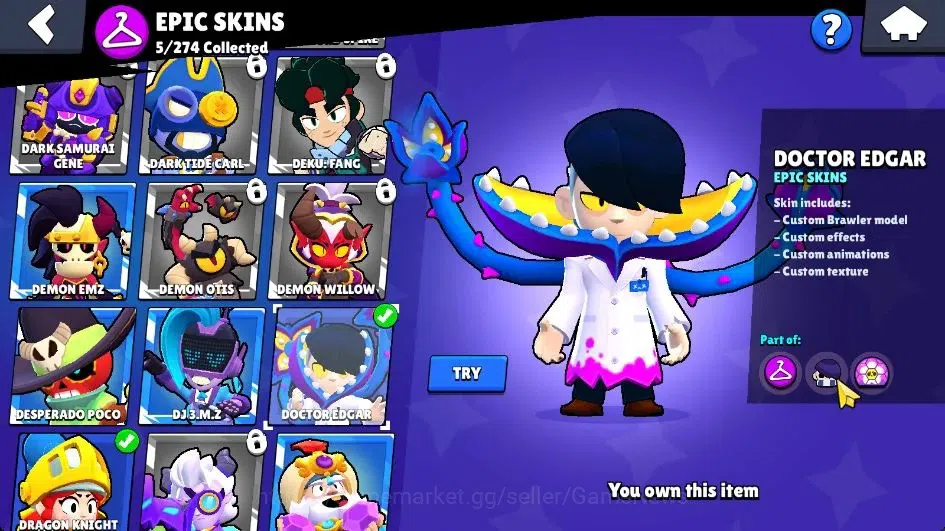 Brawl Stars Accounts 1105 Trophy|17 Brawlers 1 Max Lvl (Edgar)|2 Legend image 15