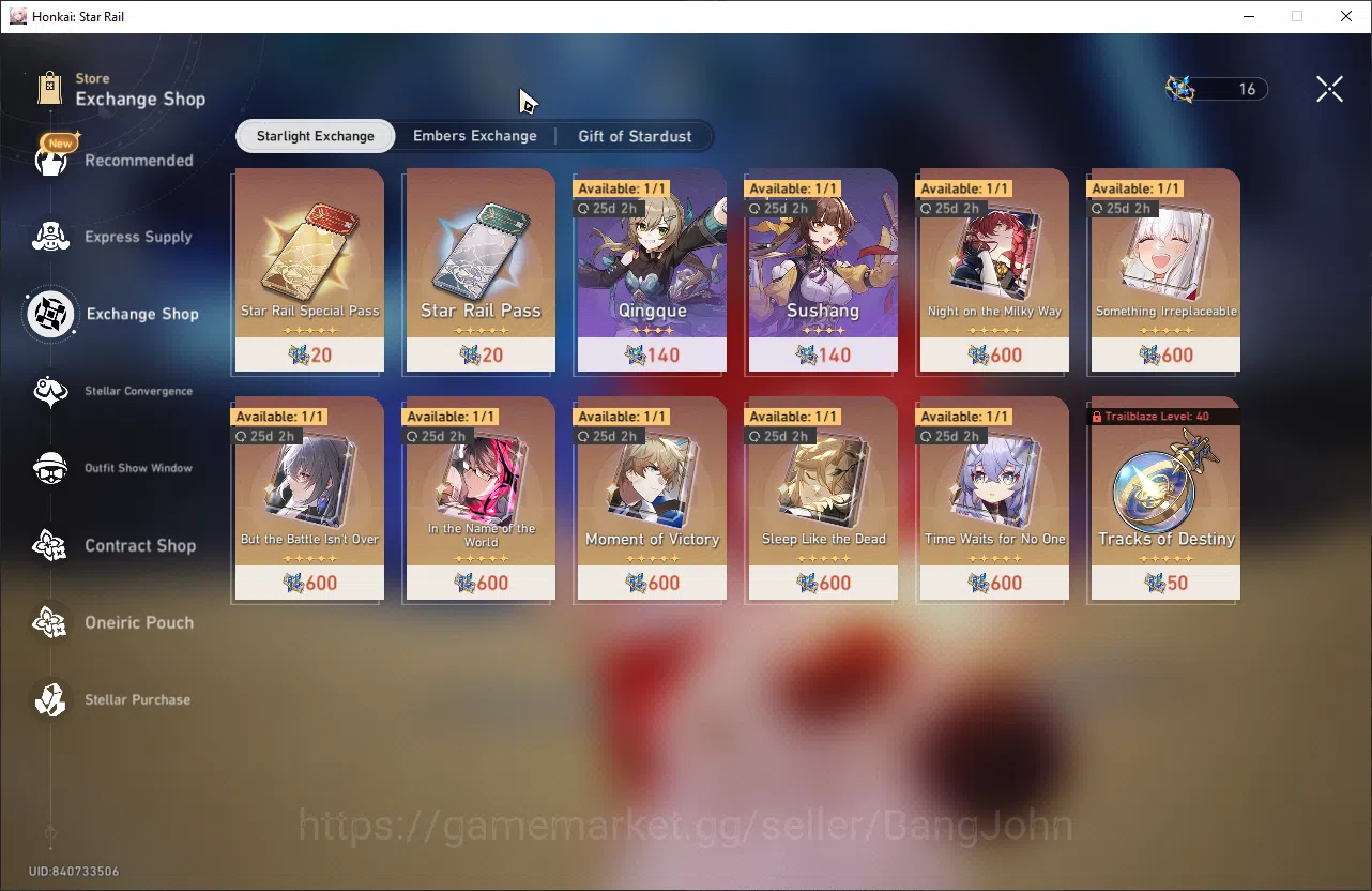 Honkai Star Rail Accounts ASIA |TL 28 | 5 Limit | 50 Golden Ticket | GCS On image 12