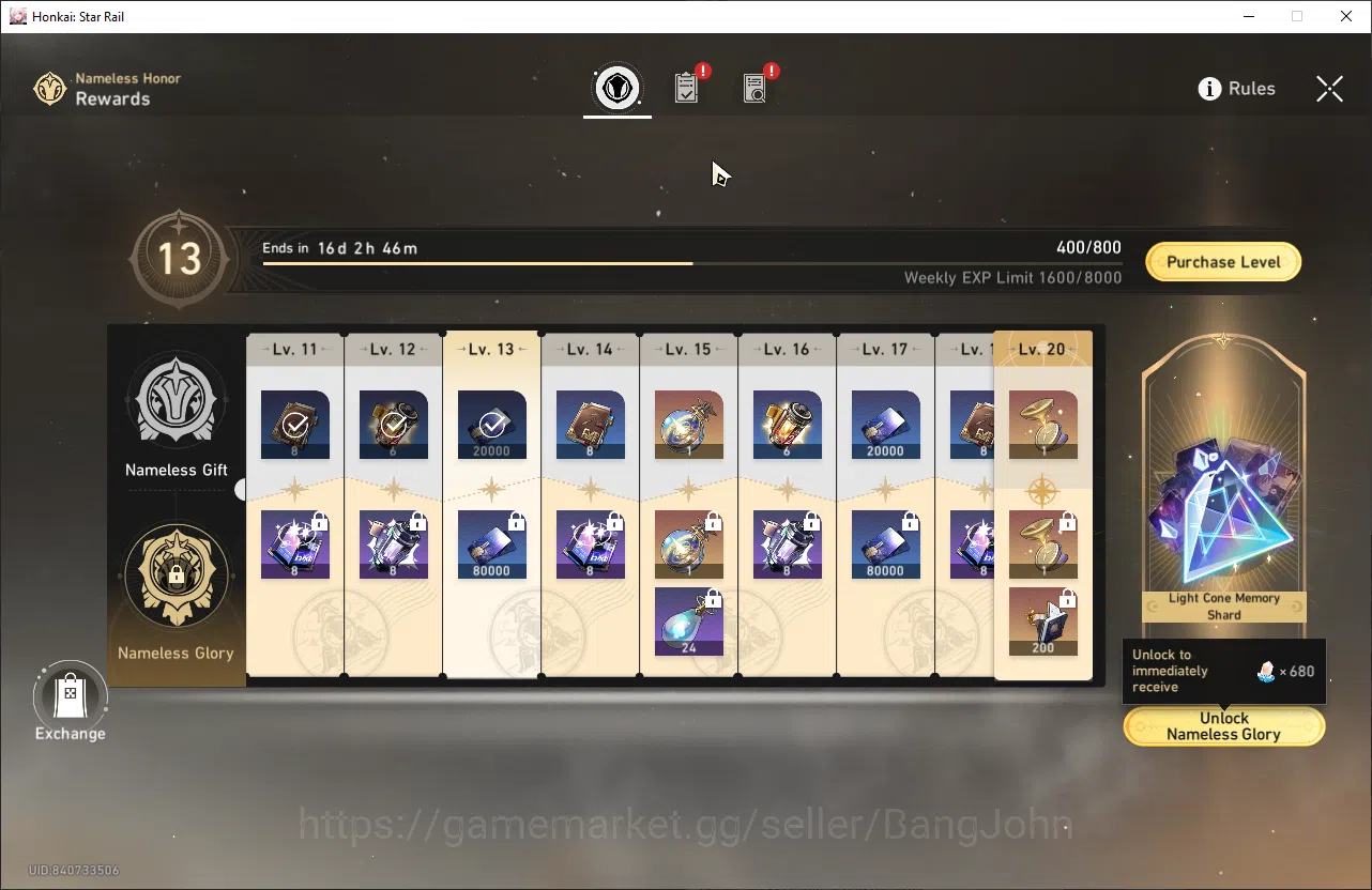 Honkai Star Rail Accounts ASIA |TL 28 | 5 Limit | 50 Golden Ticket | GCS On image 9