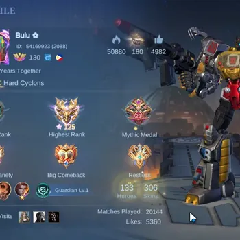 Mobile Legends: Bang Bang Accounts Collector GLobal|Hero 133|Skin 306|Collector Natalia+Roger Transformers|Lightbor