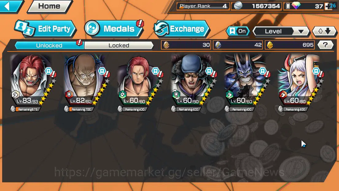 One Piece Bounty Rush Accounts Global|6 EX|T5E St.Ethanbaron,BMO Kaido,Divine Sha image 4