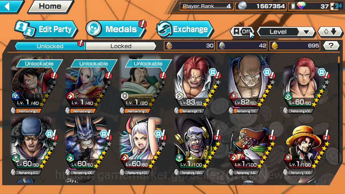 One Piece Bounty Rush Accounts Global|6 EX|T5E St.Ethanbaron,BMO Kaido,Divine Sha image 5