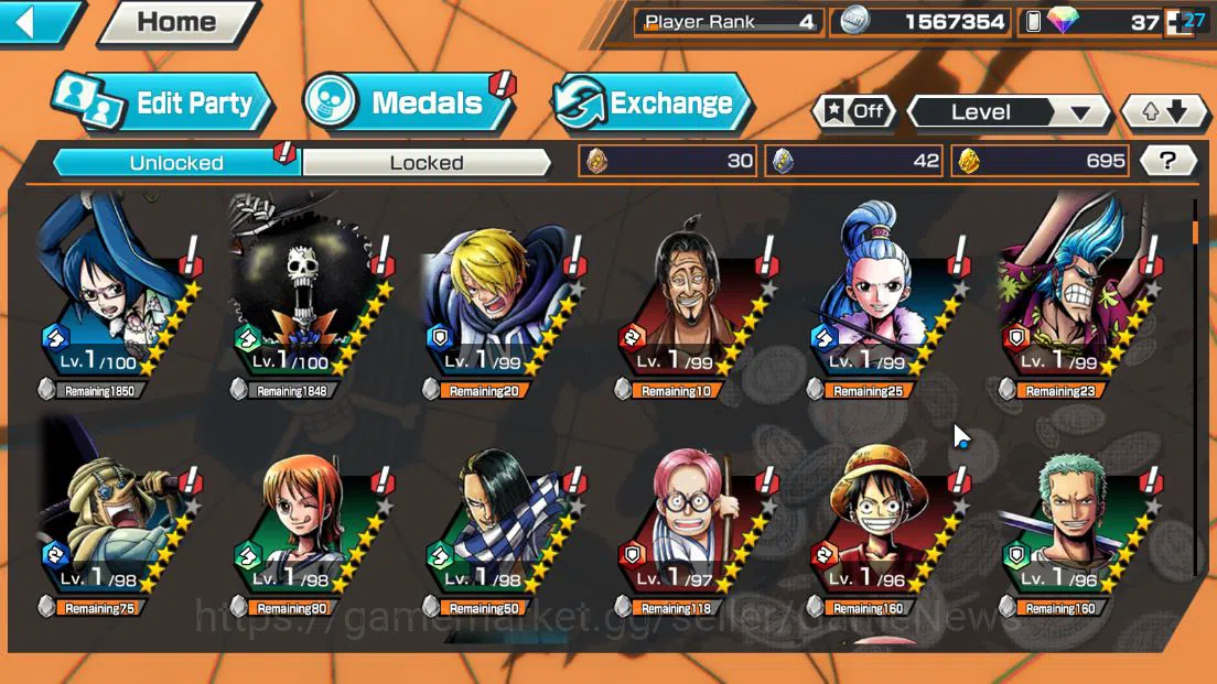 One Piece Bounty Rush Accounts Global|6 EX|T5E St.Ethanbaron,BMO Kaido,Divine Sha image 6