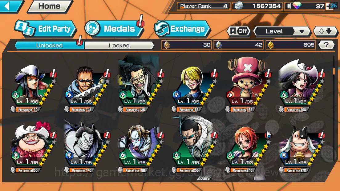One Piece Bounty Rush Accounts Global|6 EX|T5E St.Ethanbaron,BMO Kaido,Divine Sha image 7