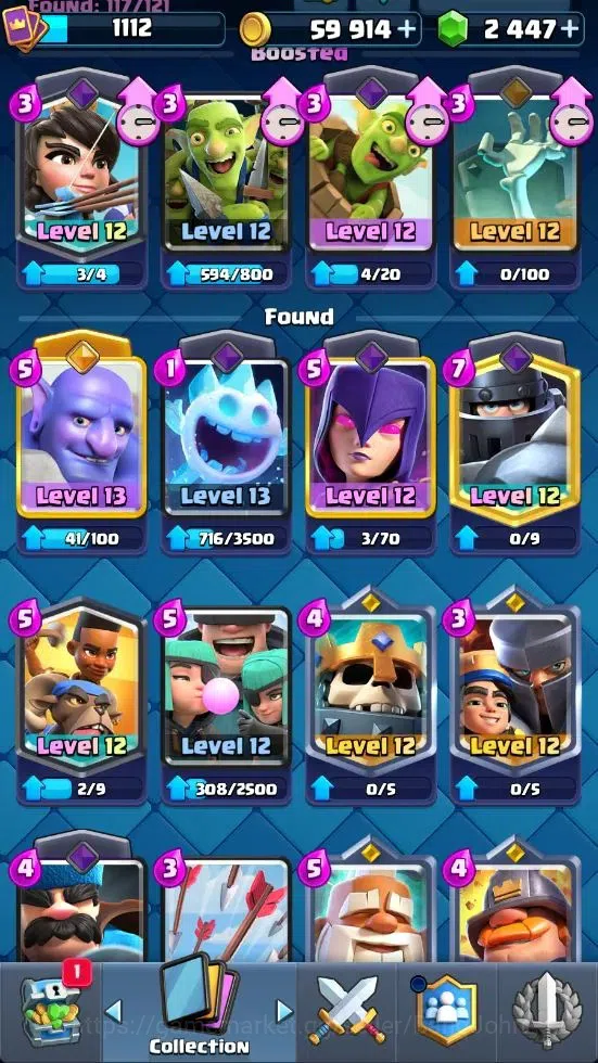 Clash Royale Accounts Mobile|CL 1112|KTL 12|Trophy 8007|Card 117|4 Campi image 13