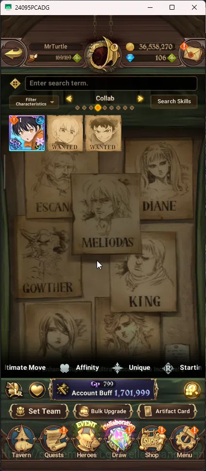 The Seven Deadly Sins: Grand Cross Accounts Others Asia | 1,701M CC | 1 LR Dianne | 6 Ur Tristan , Mael , Lancelot , Sabunak 8