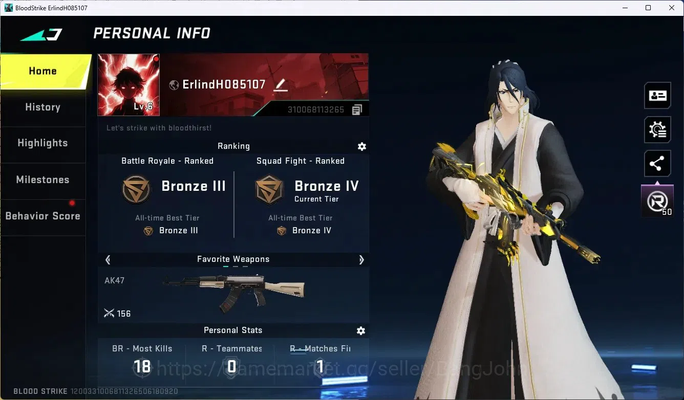 Blood Strike Accounts ASIA|1 Ultra Gun|5 Legendary Gun|Collab Ethan-Byak image 1