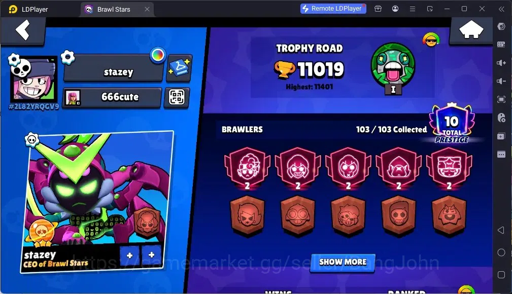 Brawl Stars Accounts Global |11019Trophy |103 Brawler |55 Max Hyperchar image 2