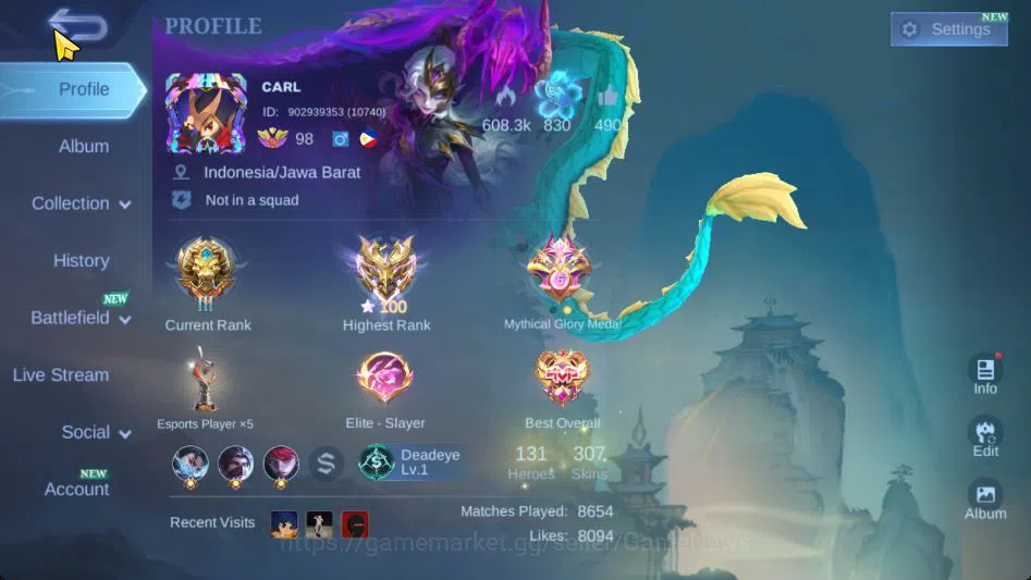 Mobile Legends: Bang Bang Accounts Collector Hero 131|Skin 307|High Immo 100|Star Haya,LBox[Kagura,Kimmy],STUN Chou,5 2