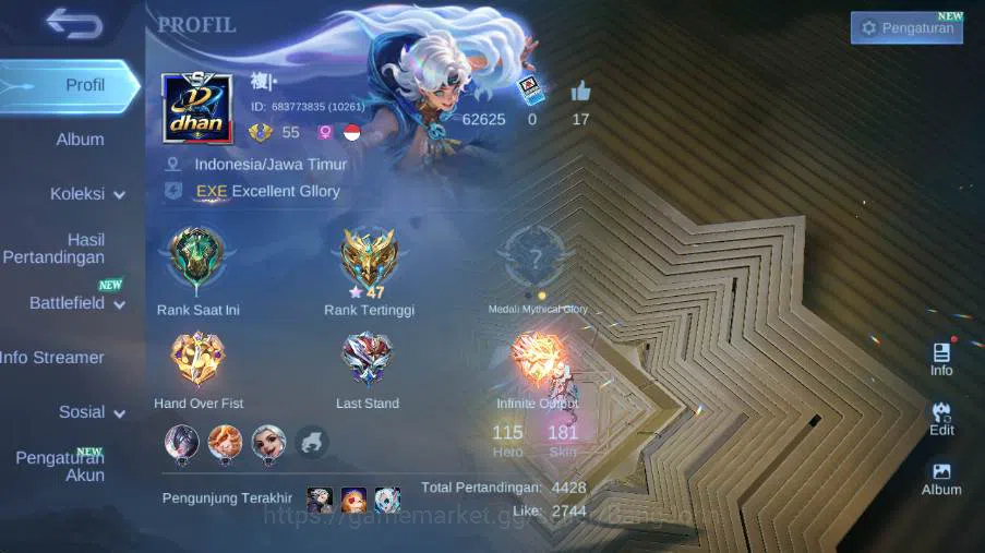 hero 115 , skin 181 prime granger, prime claude, rising lolita, rising uranus, summer claude, create granger ML1213B Mobile Legends: Bang Bang Others hero 115 , skin 181 prime granger, prime claude, r image 1