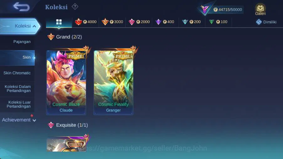 Mobile Legends: Bang Bang Accounts hero 115 , skin 181 prime granger, prime claude, r image 3