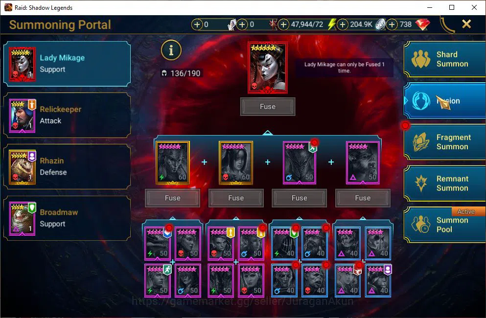 Raid: Shadow Legends Accounts Mid-Game Lv 19 723K Power|1 Mythical(Galleus Bloodcrest)|25 11