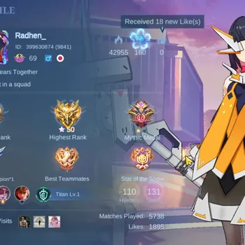 Mobile Legends: Bang Bang Accounts Collector |Hero 110|Skin 131|Expert|Collab ASP Ruby+Epic Roger+Neymar Bruno MAX