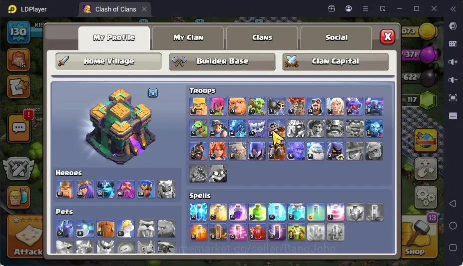 Clash of Clans Accounts High-End Global |TH 14-BH 7|LVL130|BK61,AQ66,MP18,GW46,RC28|BM17,BC15|3 Legend skin & 3 Gold|Gem 6