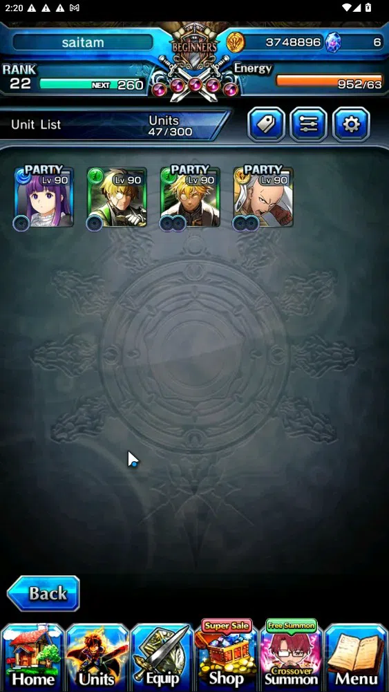 Grand Summoners Accounts End-Game Global|Rank 22| 3 Ascend + 1 TW | Fern + TW, Saitama, 2x War Hero Fen, |Lpot 139 + 13 3