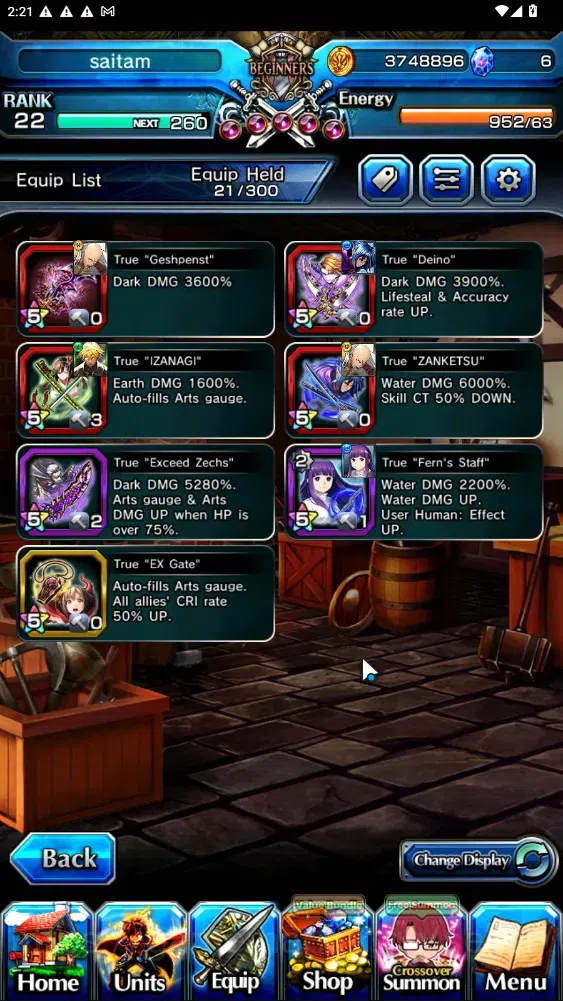 Grand Summoners Accounts End-Game Global|Rank 22| 3 Ascend + 1 TW | Fern + TW, Saitama, 2x War Hero Fen, |Lpot 139 + 13 4