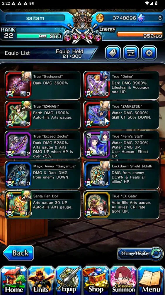Grand Summoners Accounts End-Game Global|Rank 22| 3 Ascend + 1 TW | Fern + TW, Saitama, 2x War Hero Fen, |Lpot 139 + 13 9