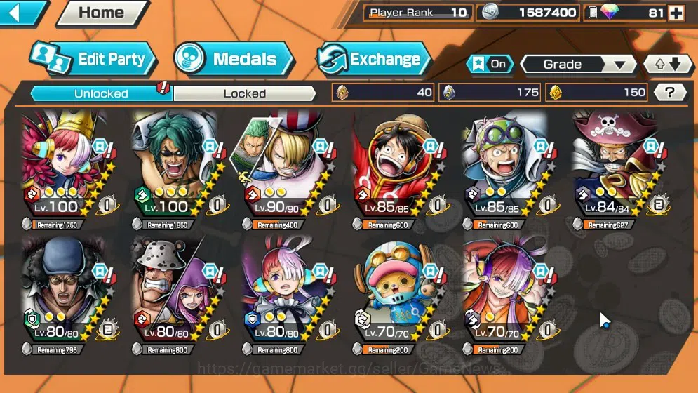 One Piece Bounty Rush Accounts Global|2 EX|Great Pirate Gol D. Roger,Blackbeard P image 5