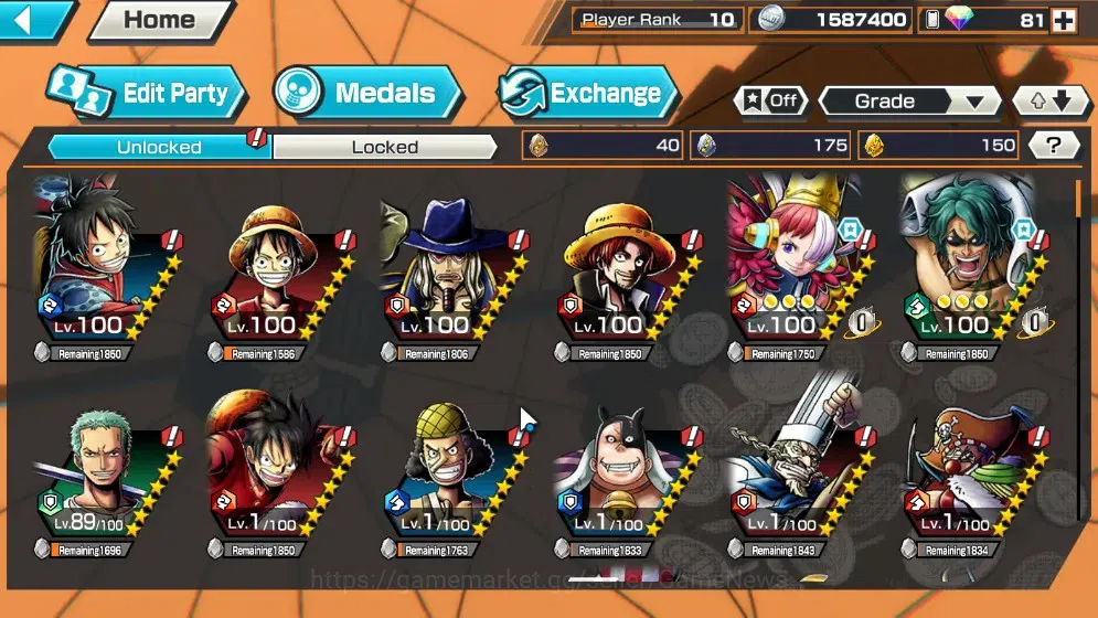 One Piece Bounty Rush Accounts Global|2 EX|Great Pirate Gol D. Roger,Blackbeard P image 8