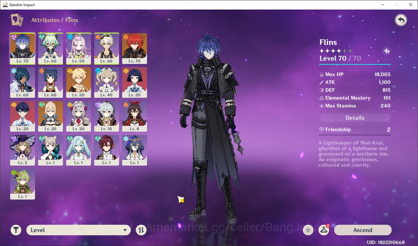 Genshin Impact Accounts Starter | ASIA | AR 42 | Flins, diluc, jean, MC ma image 2