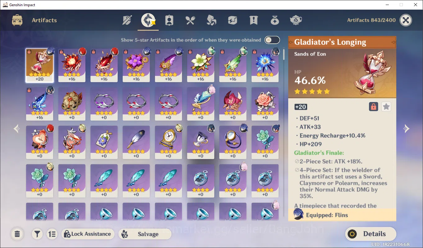 Genshin Impact Accounts Starter | ASIA | AR 42 | Flins, diluc, jean, MC ma image 4