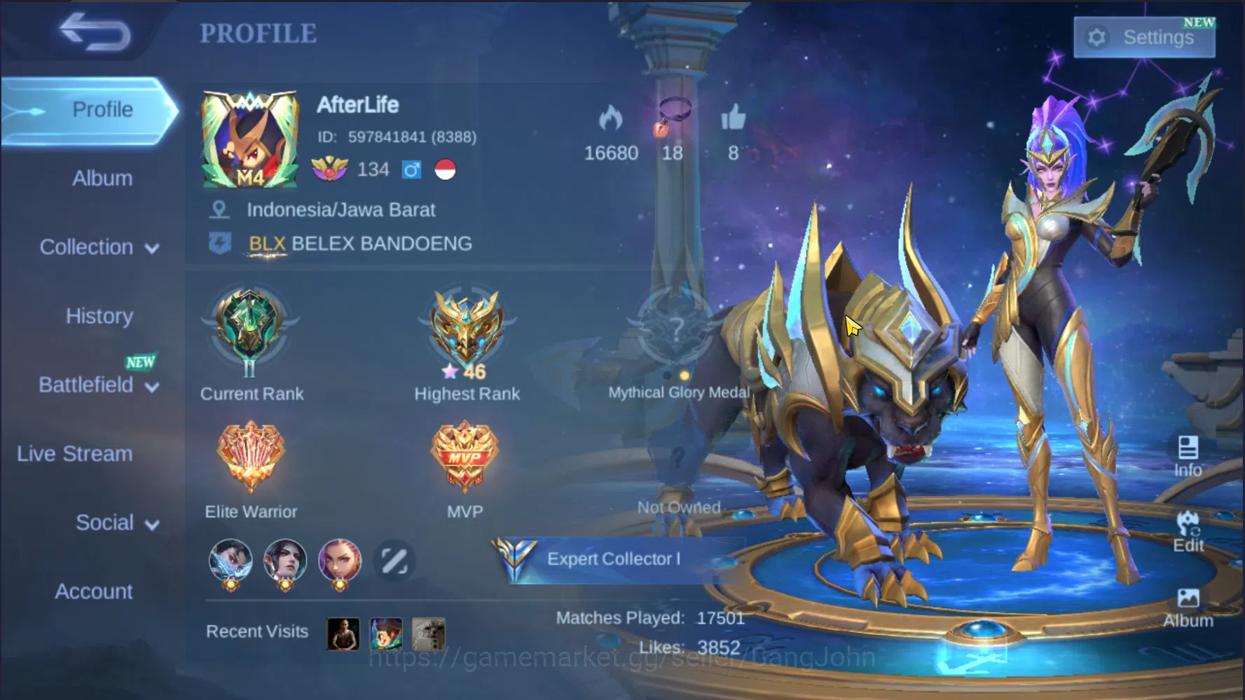 Hero 127 | Skin 232 | Emblem All Max | Level Akun 134 | Zodiac Irithel | Zodiac Hilda | Epic Freya | Venom Dyrroth | ML433B Mobile Legends: Bang Bang Others Hero 127 | Skin 232 | Emblem All Max | Level Akun image 1