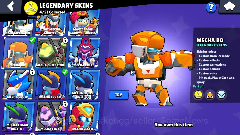 Brawl Stars Accounts 13408 Trophy|47 Brawlers 6 Max Lv|4 Legend (Mecha  image 15