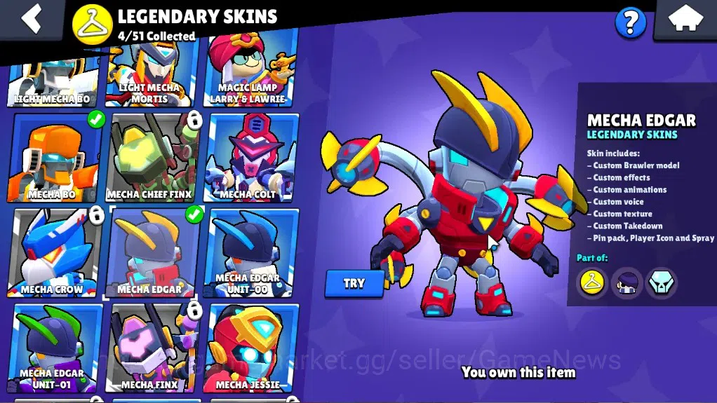 Brawl Stars Accounts 13408 Trophy|47 Brawlers 6 Max Lv|4 Legend (Mecha  image 16