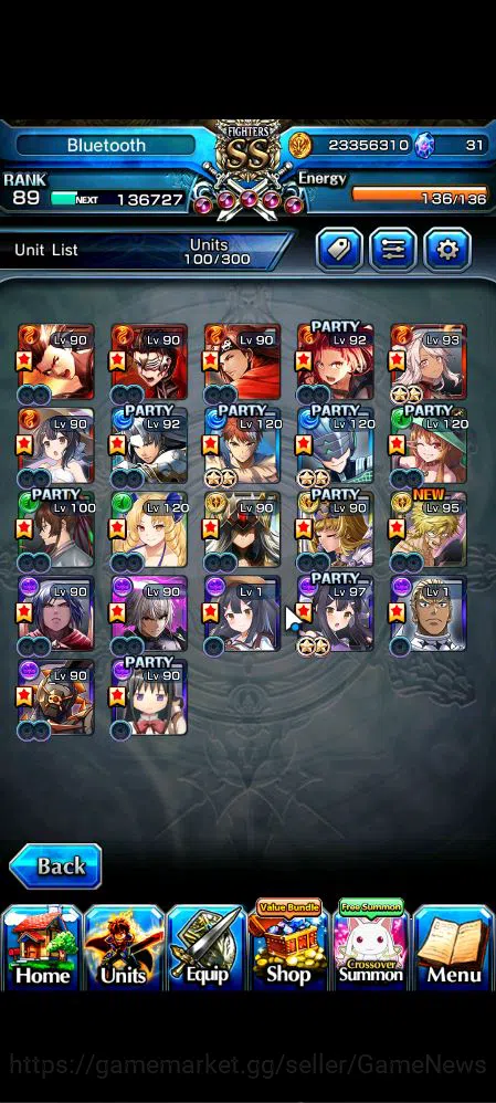 Grand Summoners Accounts Mid-Game Global|Rank 89|1 Sp.Art|22 Ascend|InumutaTW,Roy,EmiyaTW,Summer 2