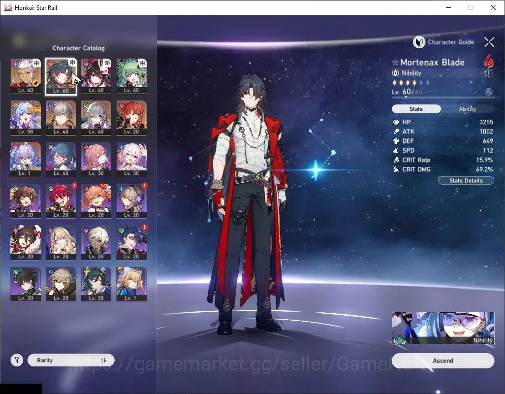 Honkai Star Rail Accounts Others ASIA |TL 47|4 Limited| Mortenax Blade E1, Sparkle, Huohuo, Archer |1 Golden 4
