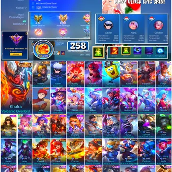 Mobile Legends: Bang Bang Accounts #4557 258 Skins | Floryn Fluffy Dream (SANRIO) | Xavier Satoru Gojo (JUJUTSU KAISEN