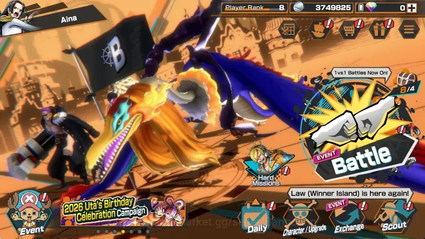 One Piece Bounty Rush Accounts High-End Android |PR 8|2 EX|MAX 2|St.MarcusMars Zephyr|RD 0|LogBandai CheckSS OPBR708B 1