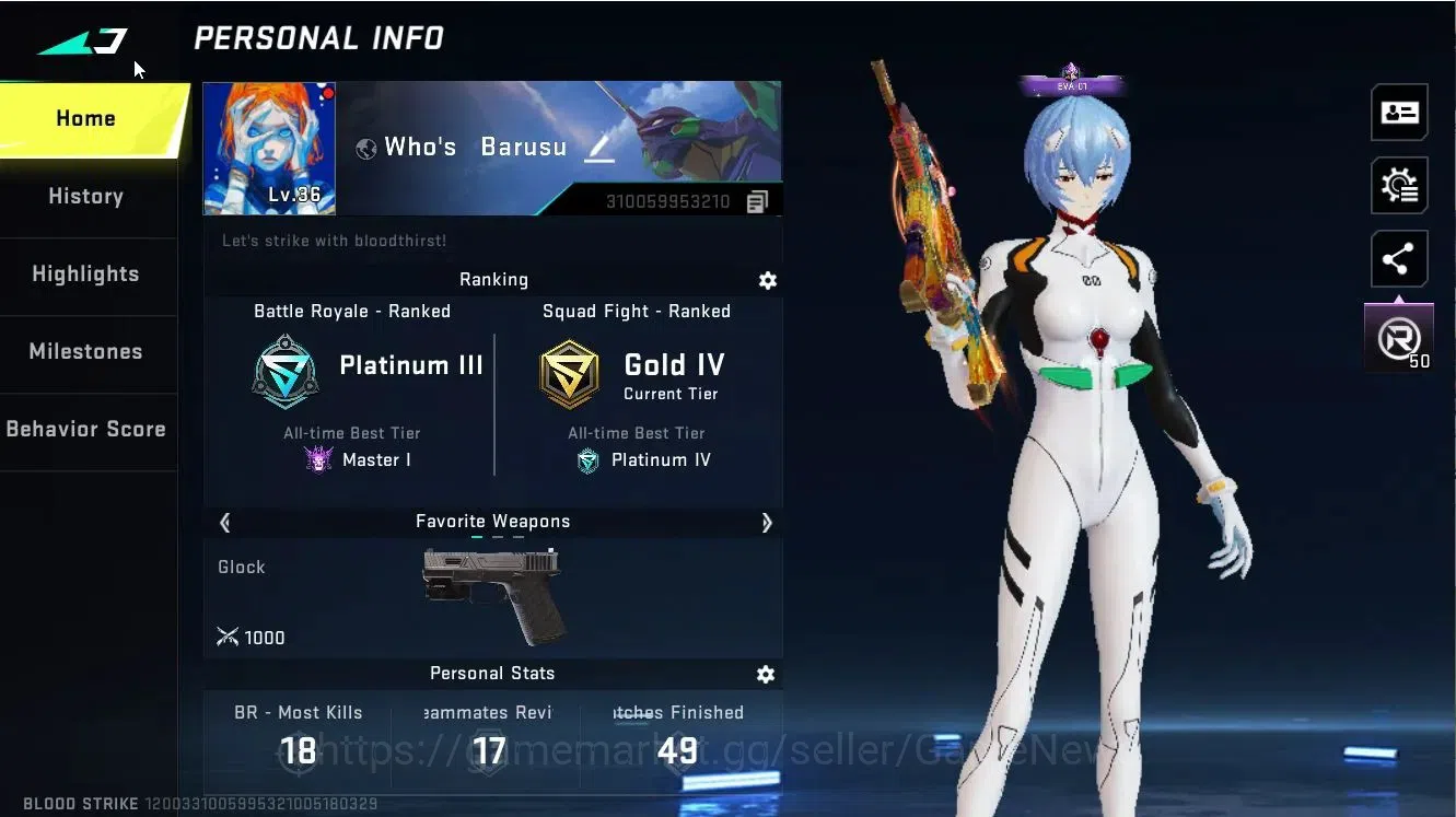 Blood Strike Accounts ASIA|Collab EVA[EMT-Rei,KATYA-EVA,SCAR,MCX]|ULTRA  image 2