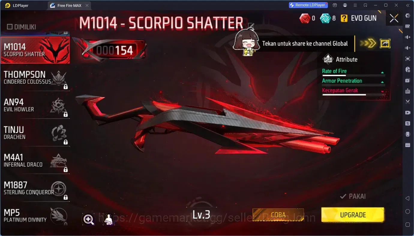 Free Fire Accounts Indonesia | Vault 805| 1 EVO (M1014 Scorpio Shatte image 5