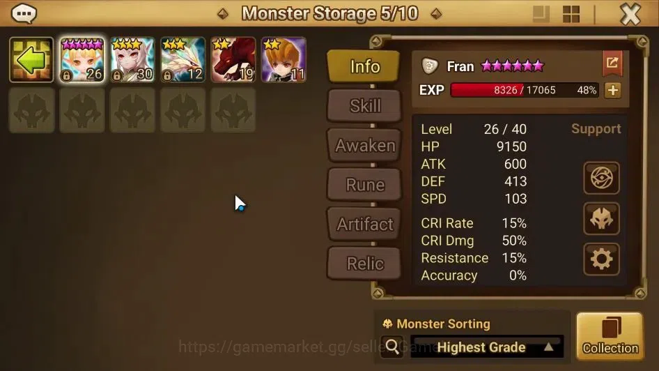 Summoners War: Sky Arena Accounts GLOBAL Lv 61|2 LD[Valantis,Gurkha]|10 Total NB5[No image 9