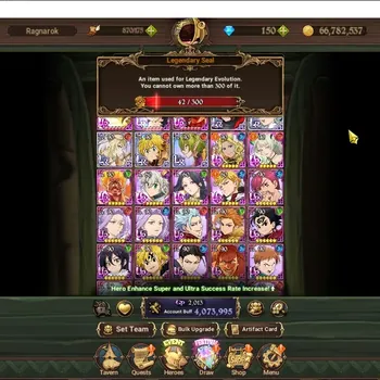 The Seven Deadly Sins: Grand Cross Accounts Endgame Global|4M CC|42 LS|5 LR 10 UR|NMeli,Meresca,God