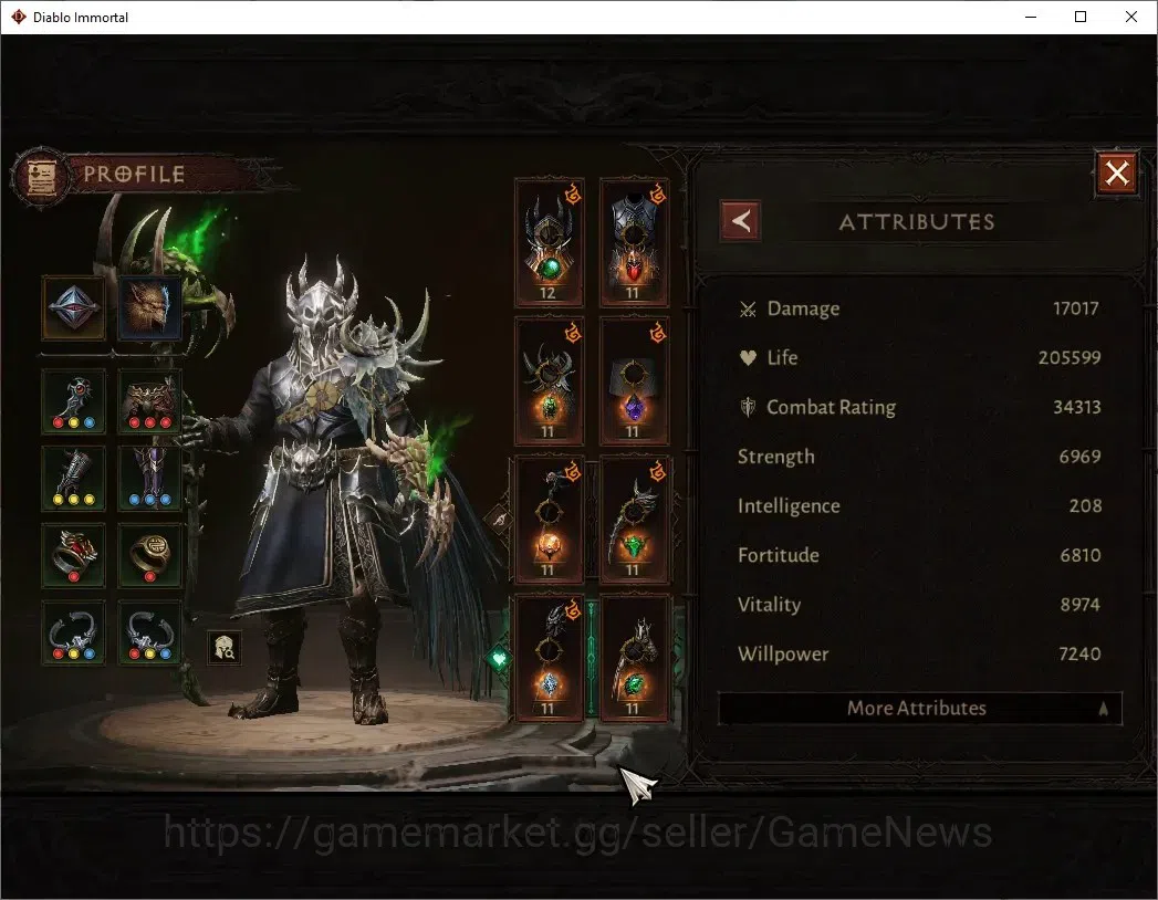 Diablo Immortal Accounts High-End SA - Verathiel|CS ON|Lv60(516) Druid |CR 34313 |Reso 330 |Paragon Vanquisher |Inferno II 3