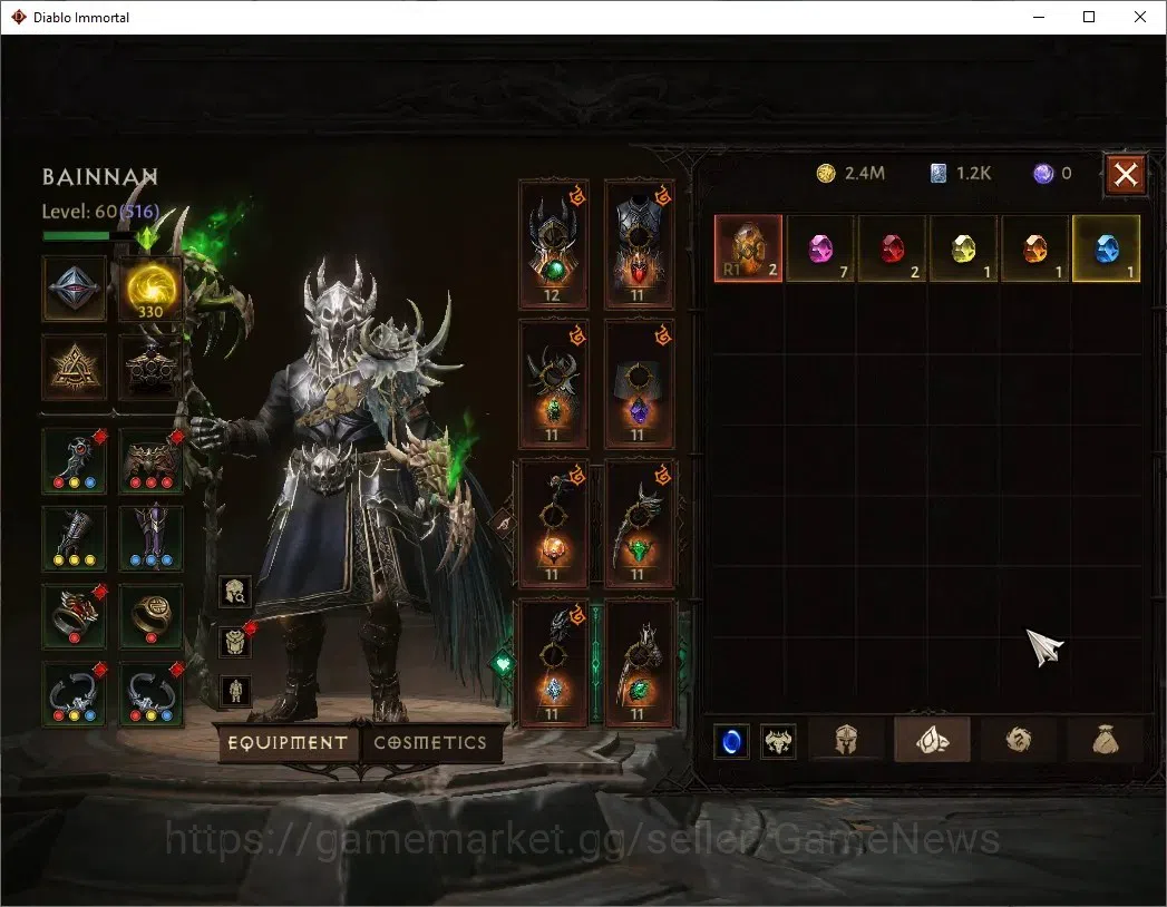 Diablo Immortal Accounts High-End SA - Verathiel|CS ON|Lv60(516) Druid |CR 34313 |Reso 330 |Paragon Vanquisher |Inferno II 6