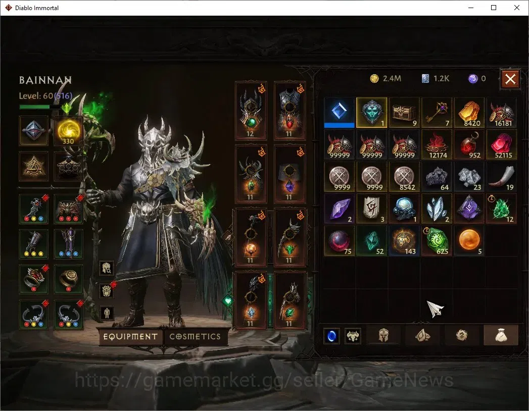 Diablo Immortal Accounts High-End SA - Verathiel|CS ON|Lv60(516) Druid |CR 34313 |Reso 330 |Paragon Vanquisher |Inferno II 7