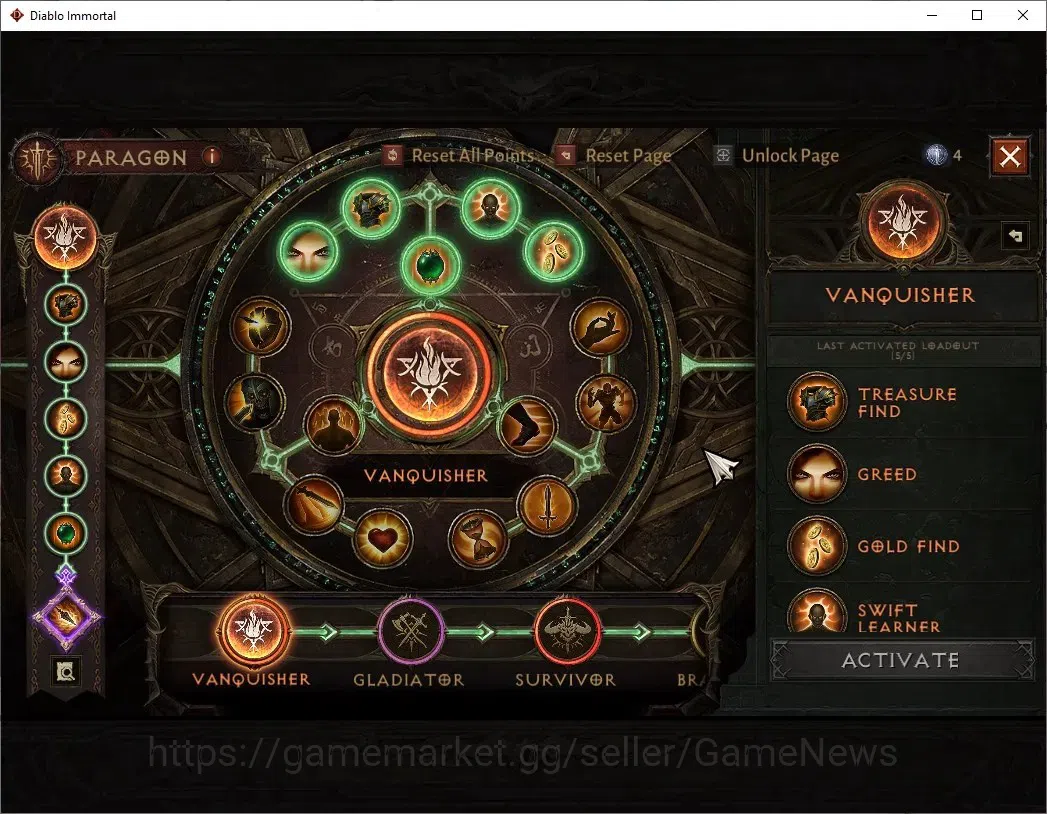 Diablo Immortal Accounts High-End SA - Verathiel|CS ON|Lv60(516) Druid |CR 34313 |Reso 330 |Paragon Vanquisher |Inferno II 9