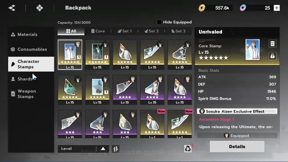 BLEACH: Soul Resonance Accounts NuverseSEA|Lv 35|6 SSR|(Ulqiuorra,Aizen,Yoruici)+Stamp,Sajin,Urahara,Byakuya|3 Sign|12 SR 16