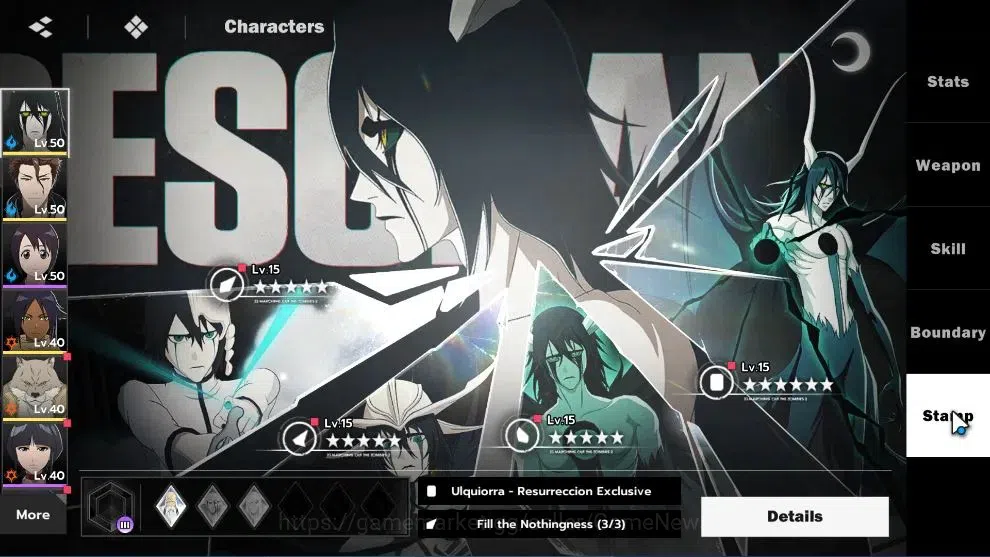BLEACH: Soul Resonance Accounts NuverseSEA|Lv 35|6 SSR|(Ulqiuorra,Aizen,Yoruici)+Stamp,Sajin,Urahara,Byakuya|3 Sign|12 SR 5