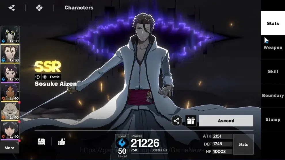 BLEACH: Soul Resonance Accounts NuverseSEA|Lv 35|6 SSR|(Ulqiuorra,Aizen,Yoruici)+Stamp,Sajin,Urahara,Byakuya|3 Sign|12 SR 6