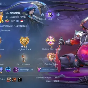 Mobile Legends: Bang Bang Accounts Collector Global|Skin 264|Renowned|KOF Karina,Collector Natalia,Blazing Esmeralda,DragonT
