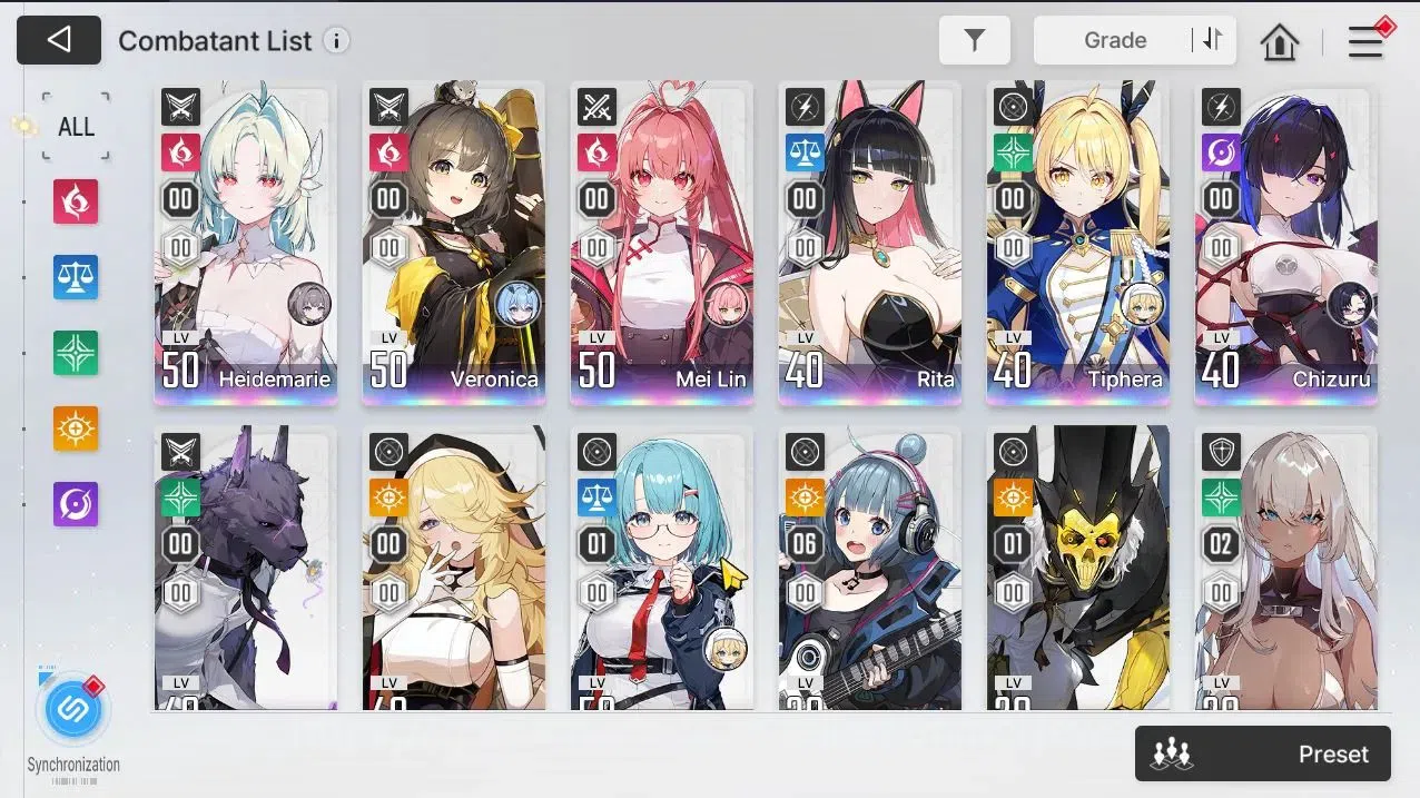 Chaos Zero Nightmare Accounts GLOBAL Lv 50|8 SSR[Heidemari,Rita,Tiphera,Chizuru,Orlea,Mei Lin,Veronica,Hugo+Sign]+11 3