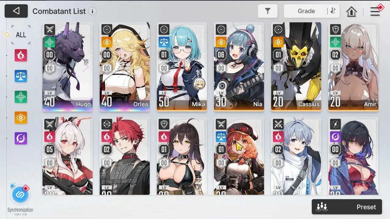 Chaos Zero Nightmare Accounts GLOBAL Lv 50|8 SSR[Heidemari,Rita,Tiphera,Chizuru,Orlea,Mei Lin,Veronica,Hugo+Sign]+11 4