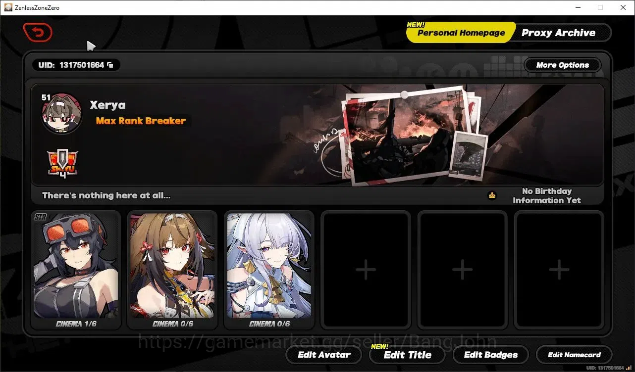 Zenless Zone Zero Accounts Starter ASIA|IK 51|3 Limited|(Ye Shunguang+Sign,Velina+Sign,Pyrois+Sign)|ALL UNSEET|MC 2