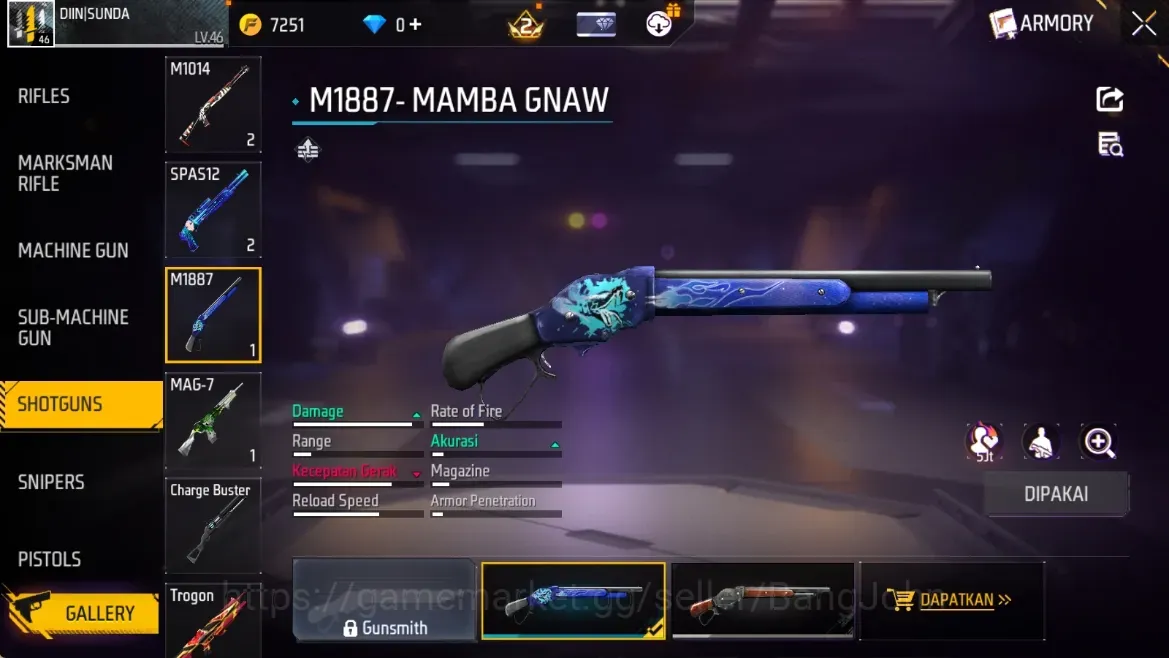 Free Fire Accounts Indonesia | EVO (MP5 Platinum Divinity Lv3)| M1887-MAMBA GNAW | Scorching Beast Bp | Check SS FF995B 1